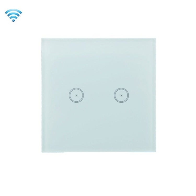 Wifi Wall Touch Panel Switch Voice Control Mobile Phone Remote Control, Model: White 2 Gang (Single Firewire Zigbee)