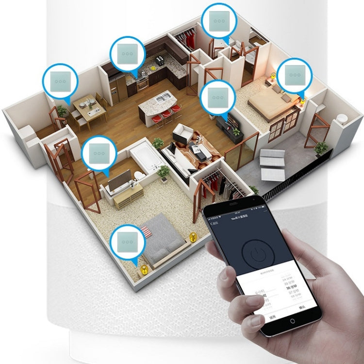Wifi Wall Touch Panel Switch Voice Control Mobile Phone Remote Control, Model: Black 2 Gang (Single Firewire Zigbee)