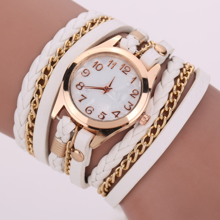 2 PCS Braided Band Watch PU Leather Winding Ring Bracelet Watch Quartz Watch
