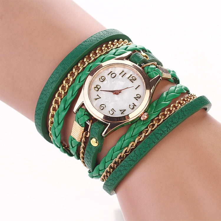 2 PCS Braided Band Watch PU Leather Winding Ring Bracelet Watch Quartz Watch