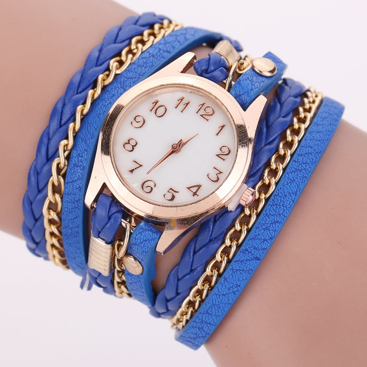 2 PCS Braided Band Watch PU Leather Winding Ring Bracelet Watch Quartz Watch