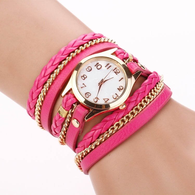 2 PCS Braided Band Watch PU Leather Winding Ring Bracelet Watch Quartz Watch