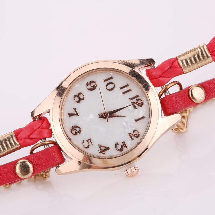 2 PCS Braided Band Watch PU Leather Winding Ring Bracelet Watch Quartz Watch
