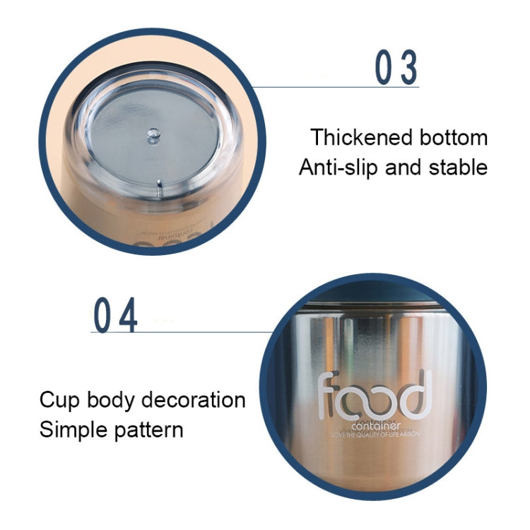 400ml 304 Stainless Steel Thermal Insulation Soup Cup PortableSealed Thermal Insulation Breakfast Cup(Blue)