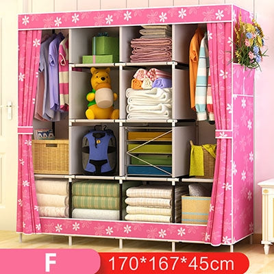 Multi-function Wardrobe Fabric Folding Cloth Storage Cabinet DIY Assembly Easy Install Reinforcement Wardrobe Closet