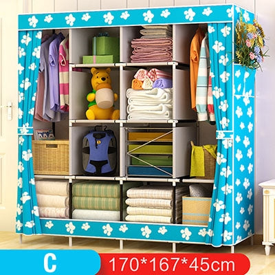 Multi-function Wardrobe Fabric Folding Cloth Storage Cabinet DIY Assembly Easy Install Reinforcement Wardrobe Closet