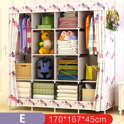 Multi-function Wardrobe Fabric Folding Cloth Storage Cabinet DIY Assembly Easy Install Reinforcement Wardrobe Closet