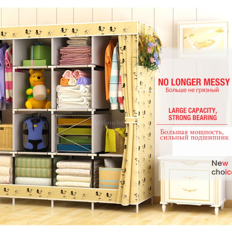 Multi-function Wardrobe Fabric Folding Cloth Storage Cabinet DIY Assembly Easy Install Reinforcement Wardrobe Closet