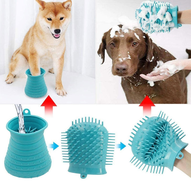Dog Foot Washing Cup Silicone Multifunctional Cleaning Massage Bath Pet Cleaning Supplies(Blue)