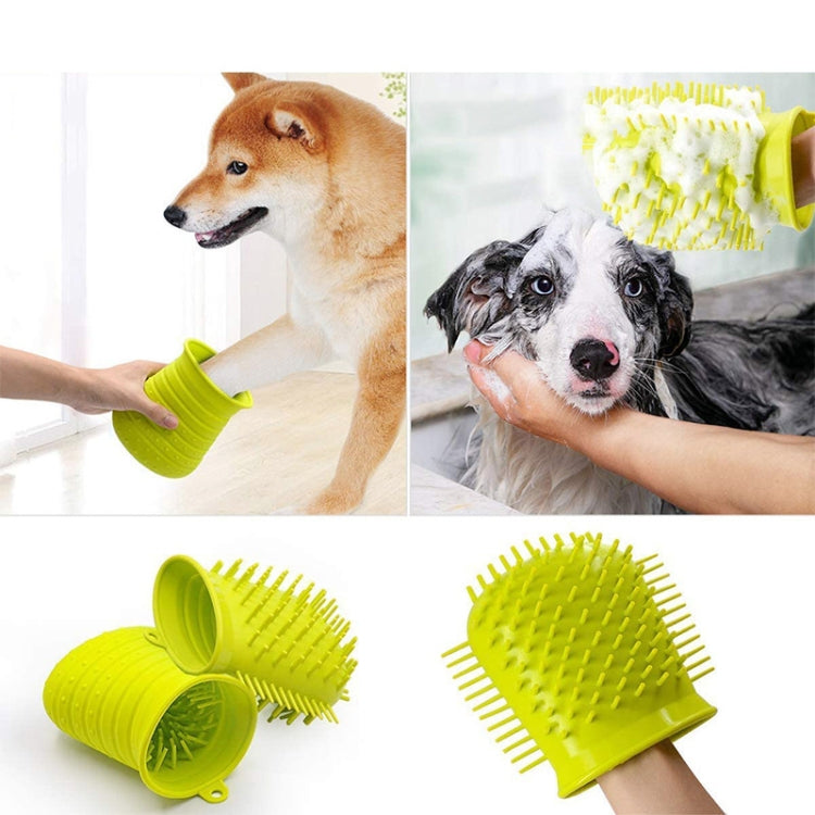 Dog Foot Washing Cup Silicone Multifunctional Cleaning Massage Bath Pet Cleaning Supplies(Blue)