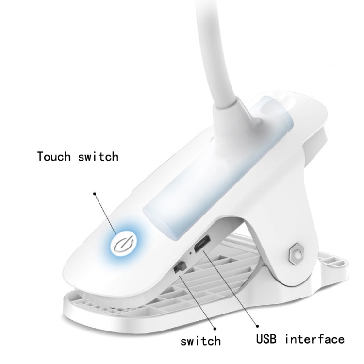 Charging 2500mAh LED Clip Desk Lamp USB Eye Protection Bedside Lamp