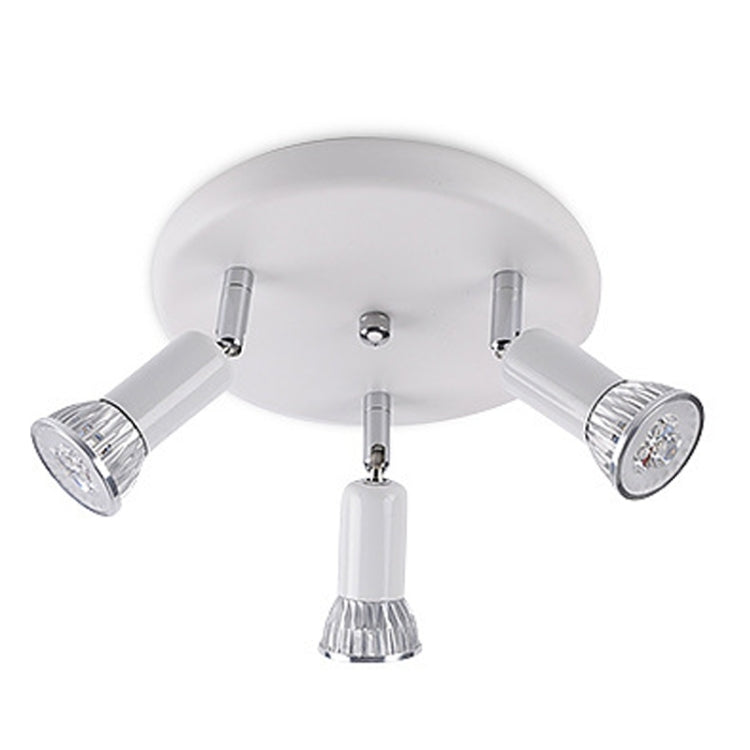 9W Round Three Head LED GU10 Ceiling Light Adjustable Mirror Front Spotlight, Emitting Color:Warm Light