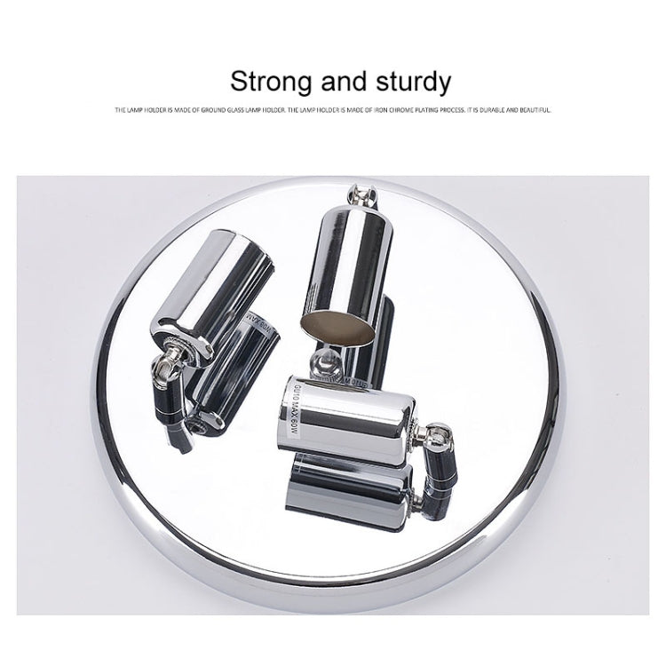 9W Round Three Head LED GU10 Ceiling Light Adjustable Mirror Front Spotlight, Emitting Color:Warm Light