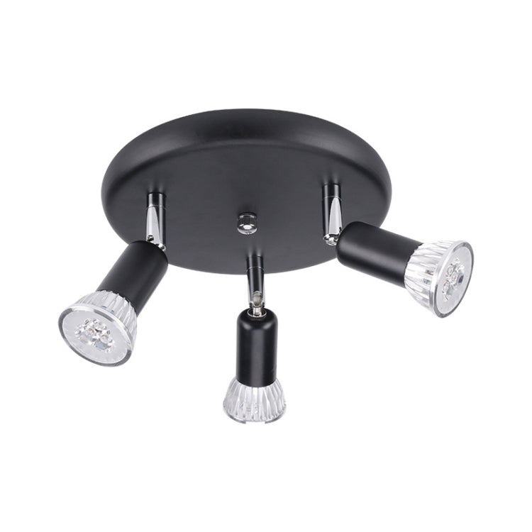 9W Round Three Head LED GU10 Ceiling Light Adjustable Mirror Front Spotlight, Emitting Color:Warm Light