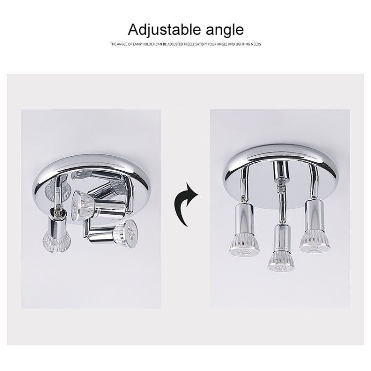 9W Round Three Head LED GU10 Ceiling Light Adjustable Mirror Front Spotlight, Emitting Color:Warm Light