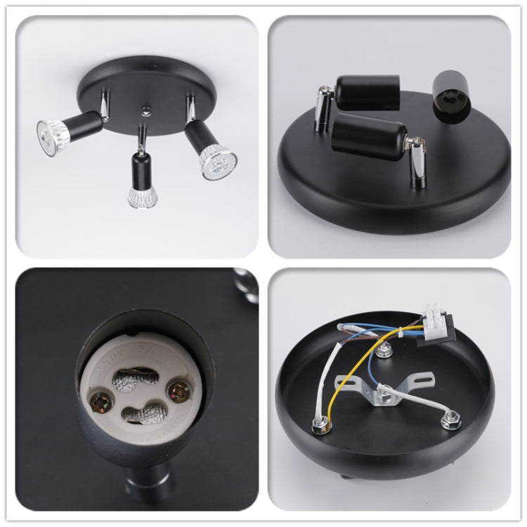 9W Round Three Head LED GU10 Ceiling Light Adjustable Mirror Front Spotlight, Emitting Color:Warm Light