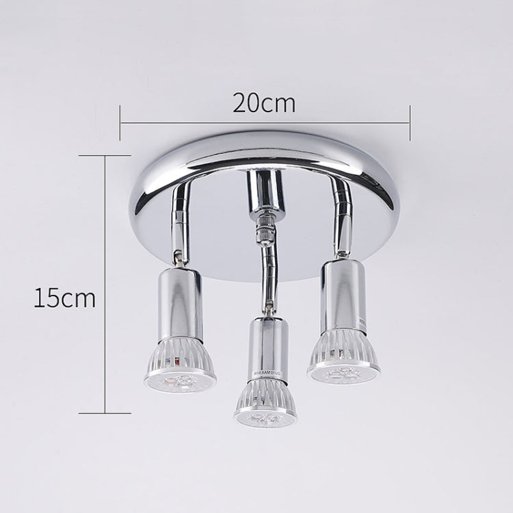 9W Round Three Head LED GU10 Ceiling Light Adjustable Mirror Front Spotlight, Emitting Color: White Light