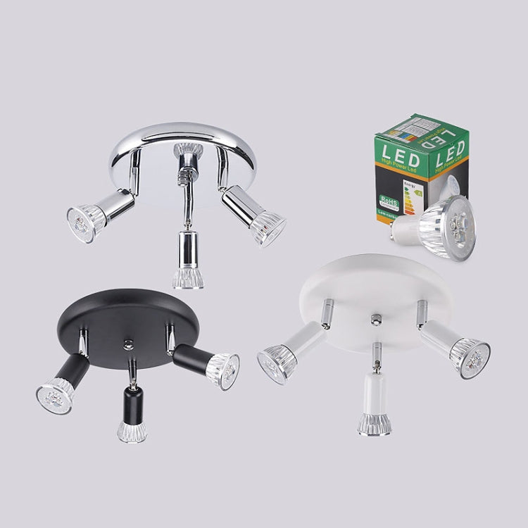 9W Round Three Head LED GU10 Ceiling Light Adjustable Mirror Front Spotlight, Emitting Color: White Light