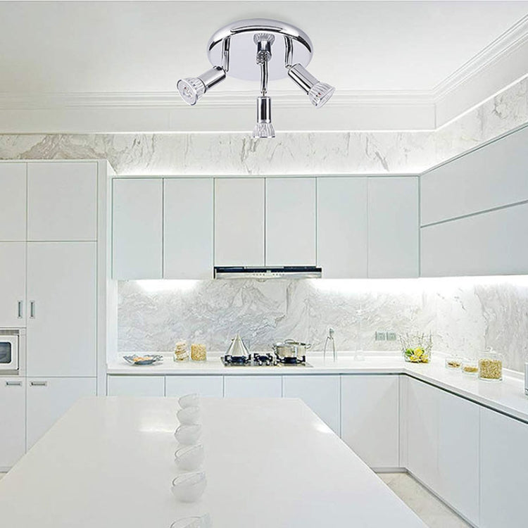 9W Round Three Head LED GU10 Ceiling Light Adjustable Mirror Front Spotlight, Emitting Color: White Light