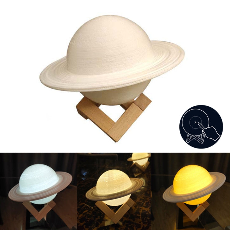 3D Printing LED Saturn Night Light USB Planet Lamp, Size:13cm, Style:Touch Control 3-Colors