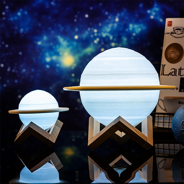 3D Printing LED Saturn Night Light USB Planet Lamp, Size:22cm, Style:Touch Control 3-Colors