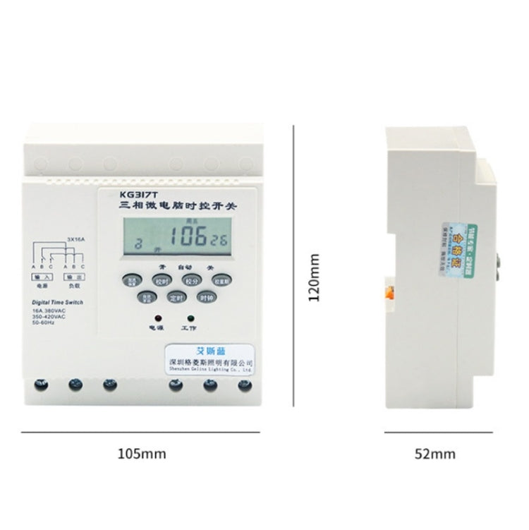 KG317T 380V Microcomputer Time-Controlled Switch Automatic Timer Water Pump Aerator Controller