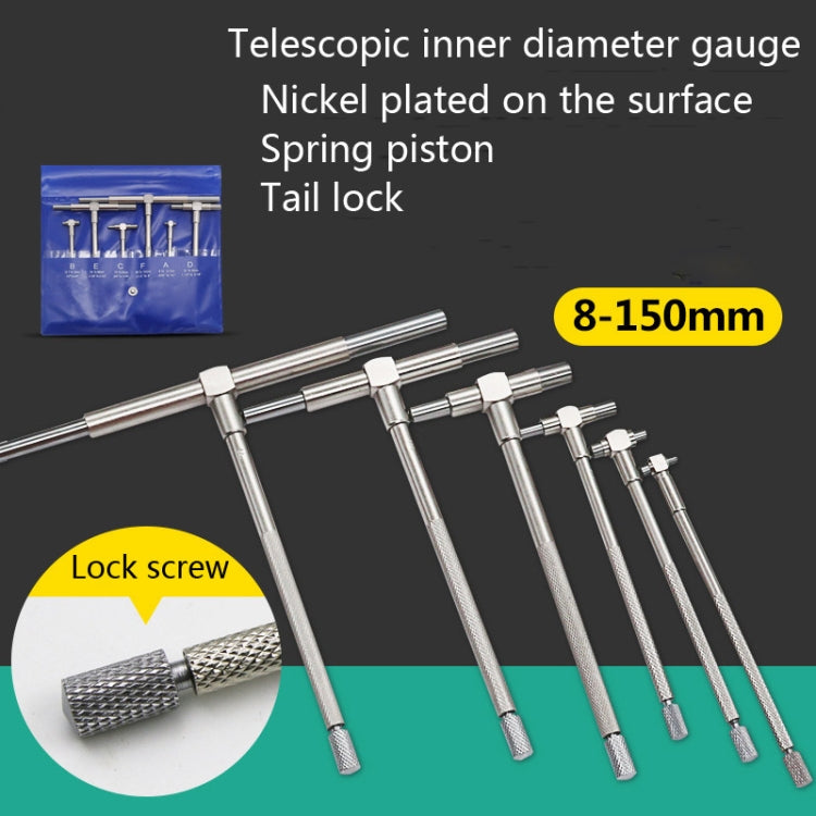 6 PCS / Set Round Head Inner Diameter Telescopic Gauge, Adjustable Inner Diameter Gauge: 8-150mm