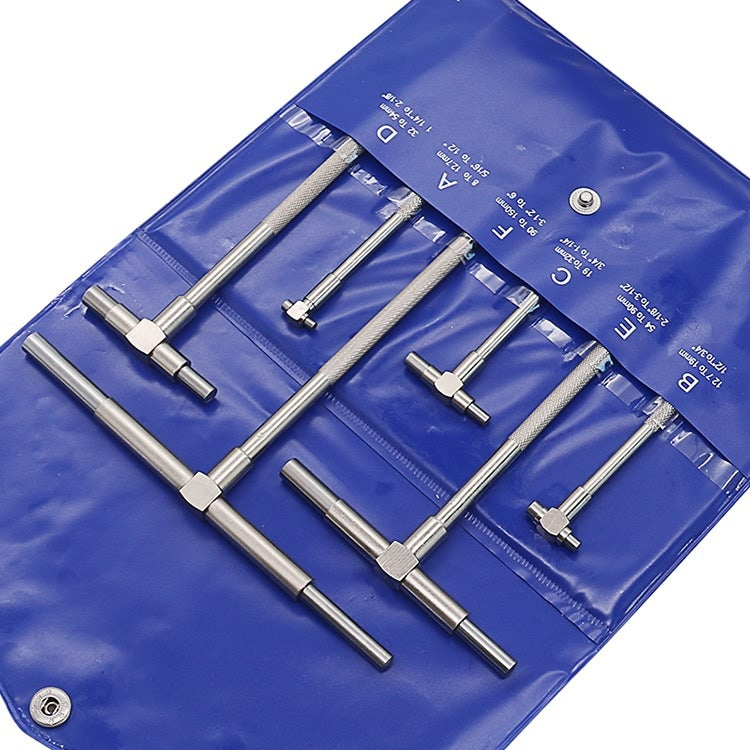 6 PCS / Set Round Head Inner Diameter Telescopic Gauge, Adjustable Inner Diameter Gauge: 8-150mm