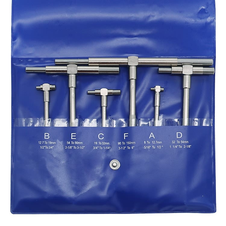 6 PCS / Set Round Head Inner Diameter Telescopic Gauge, Adjustable Inner Diameter Gauge: 8-150mm