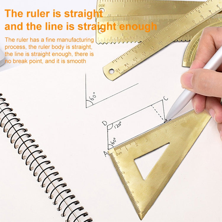 4 PCS Brass Retro Drawing Ruler Measuring Tools, Model: 0-10cm Right Angle Triangle Ruler