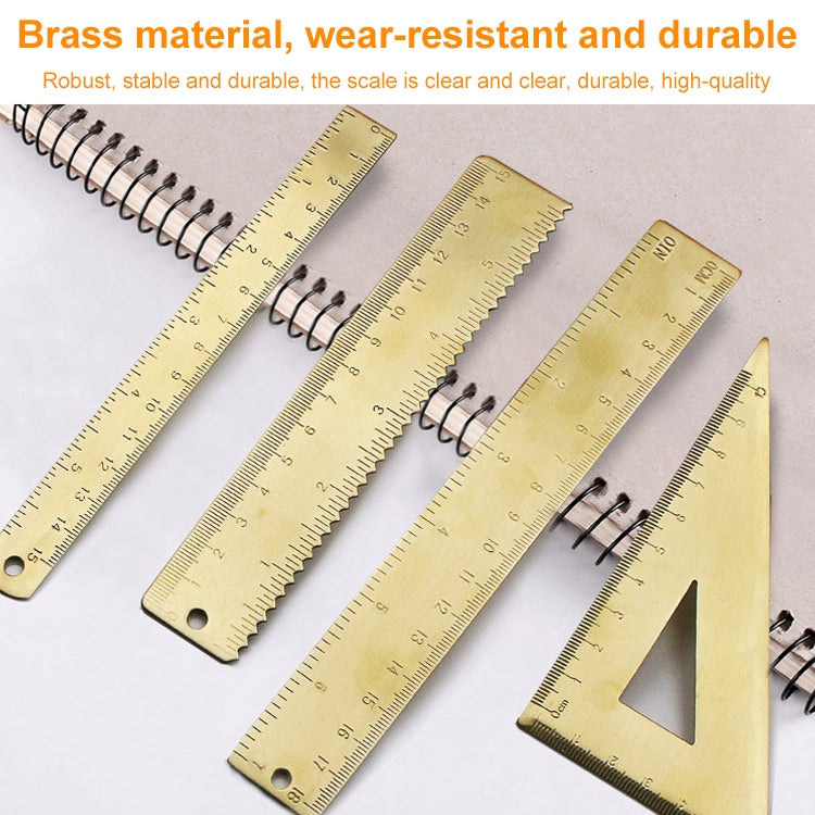 4 PCS Brass Retro Drawing Ruler Measuring Tools, Model: 0-15cm Wave Ruler