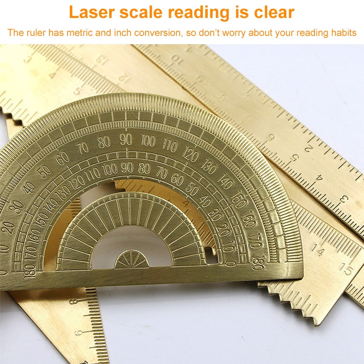 4 PCS Brass Retro Drawing Ruler Measuring Tools, Model: 0-15cm Wave Ruler