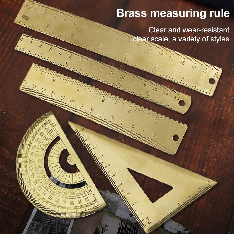 4 PCS Brass Retro Drawing Ruler Measuring Tools, Model: 0-180 Degree Protractor