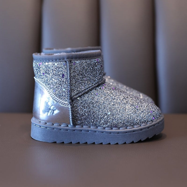 Winter Sequins Padded Warm Snow Boots For Children, Size: 34 Yards 20.1cm