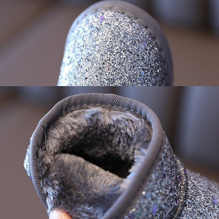 Winter Sequins Padded Warm Snow Boots For Children, Size: 34 Yards 20.1cm