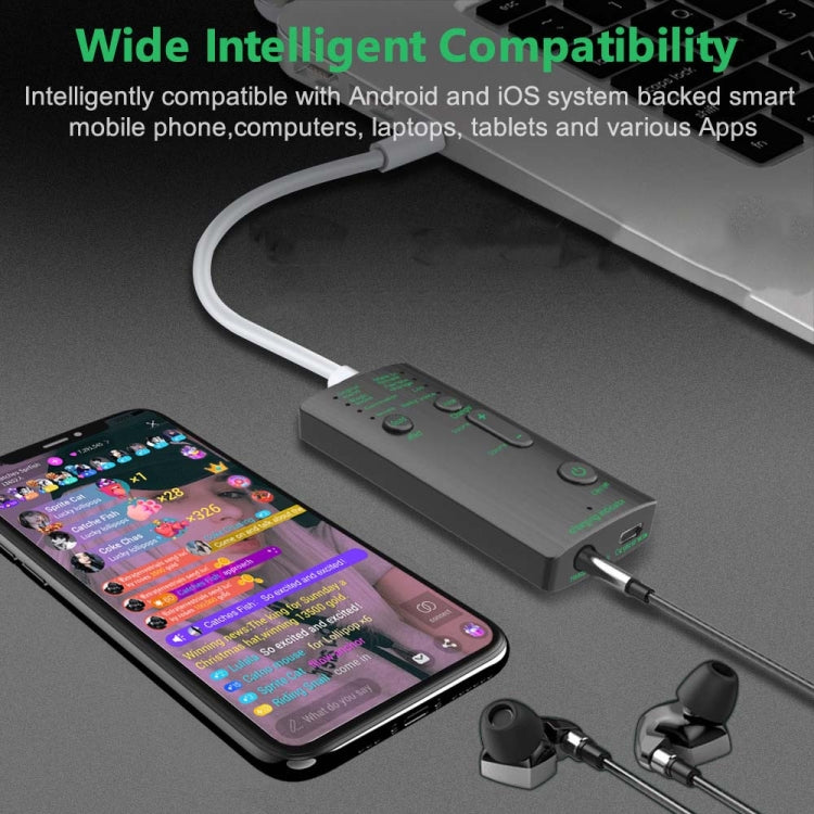 Mobile Phone Voice Changer Portable Sound Card Anchor Live Broadcast  K Song Game Voice Changer Mic Tool