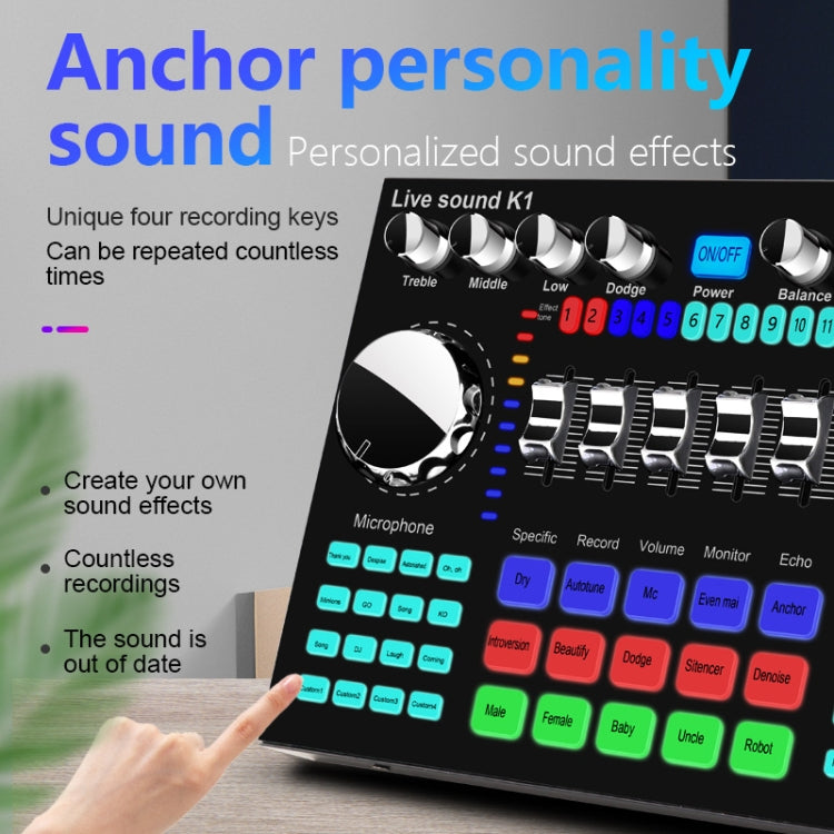 K1 Live Sound Card Set Mobile Phone Computer Universal Bluetooth Accompaniment Anchor K Song Sound Card