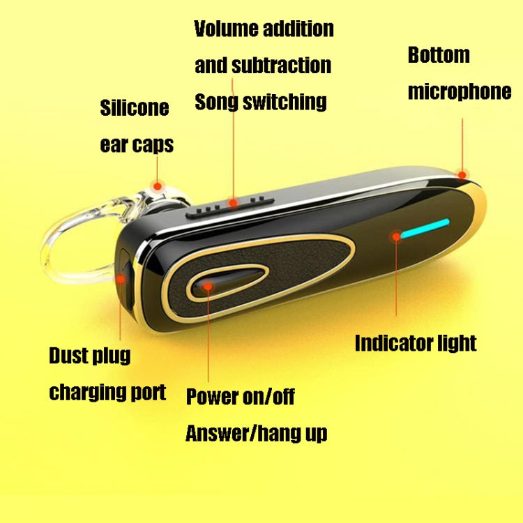 F03 Single Ear Voice Control Ultra-Long Standby Stereo Hanging Ear Wireless Bluetooth Headset
