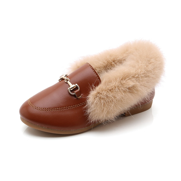 PU Leather And Cashmere Warm Single Shoes Casual Shoes for Girls, Size: 22 Yards 13.5cm