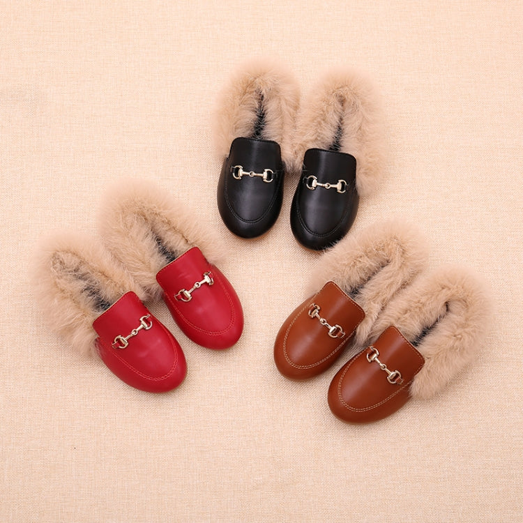PU Leather And Cashmere Warm Single Shoes Casual Shoes for Girls, Size: 30 Yards 17.9cm