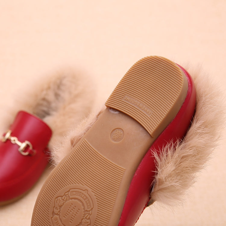 PU Leather And Cashmere Warm Single Shoes Casual Shoes for Girls, Size: 30 Yards 17.9cm