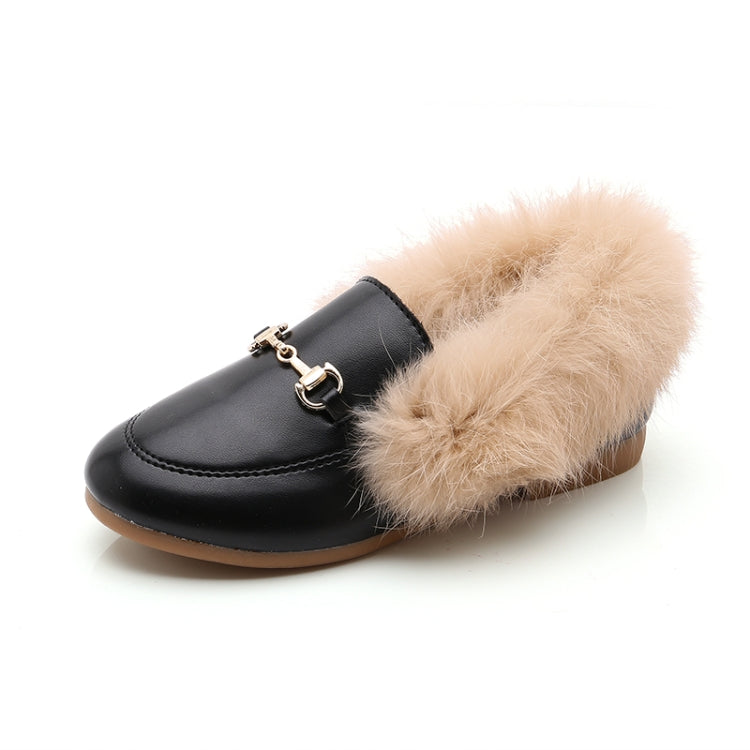 PU Leather And Cashmere Warm Single Shoes Casual Shoes for Girls, Size: 31 Yards 18.3cm