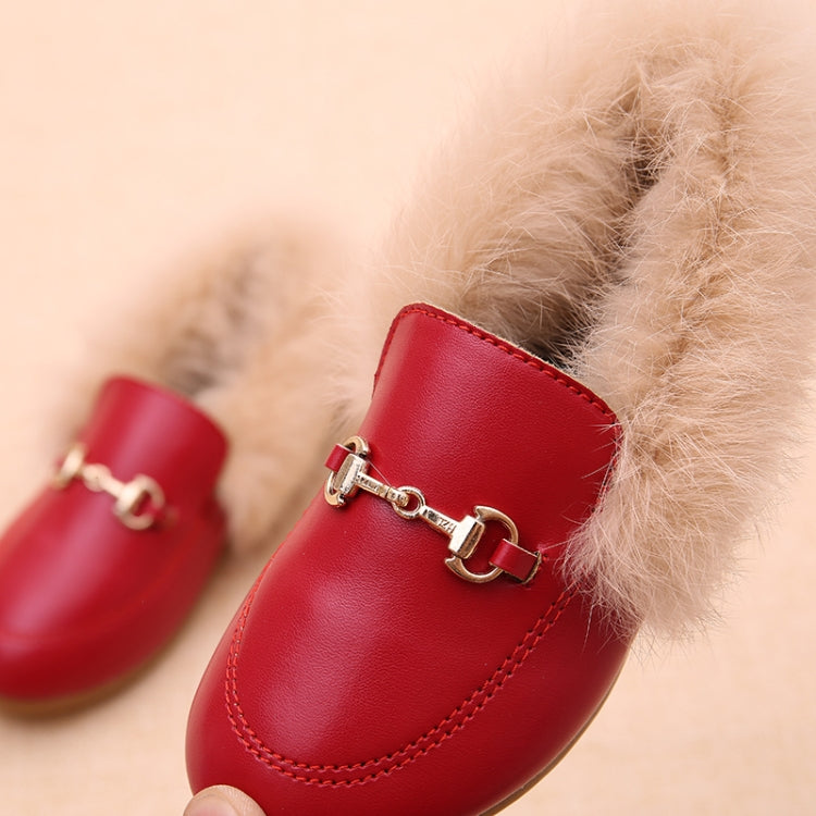 PU Leather And Cashmere Warm Single Shoes Casual Shoes for Girls, Size: 31 Yards 18.3cm