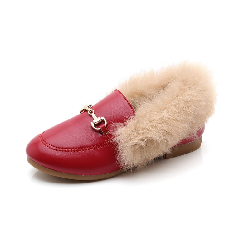 PU Leather And Cashmere Warm Single Shoes Casual Shoes for Girls, Size: 34 Yards 19.9cm