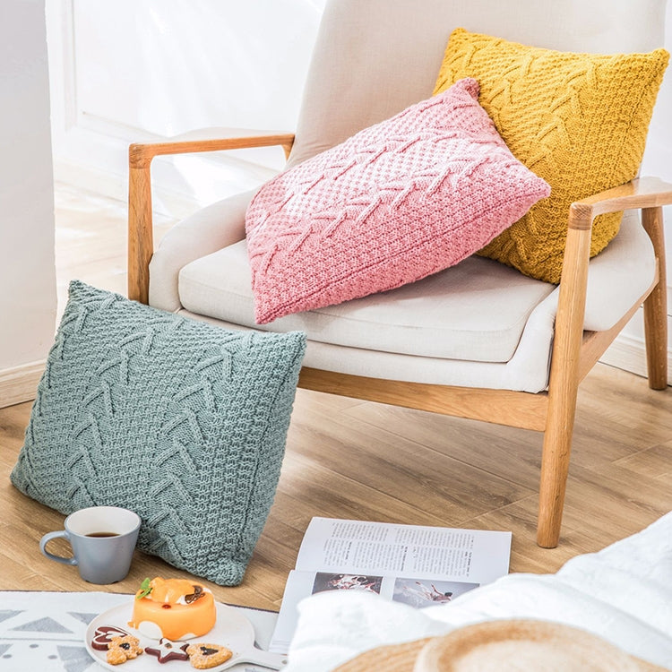 Home Wool Knitted Pillowcase, Colour: Beige, Size: 45 x 45 cm
