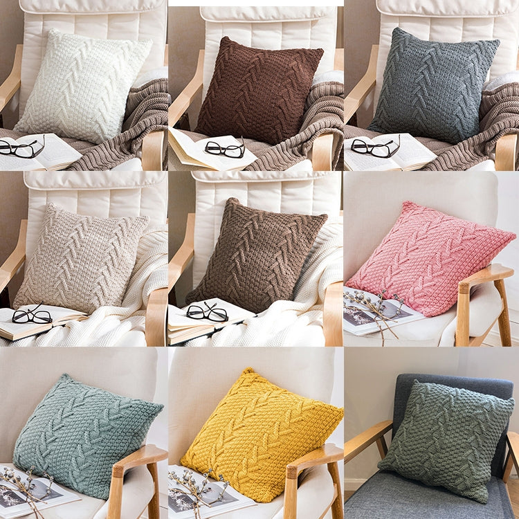 Home Wool Knitted Pillowcase, Colour: Light Coffee, Size: 45 x 45 cm
