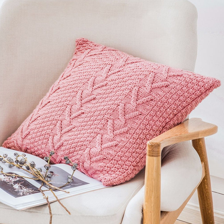 Home Wool Knitted Pillowcase, Colour: Skin Powder, Size: 45 x 45 cm