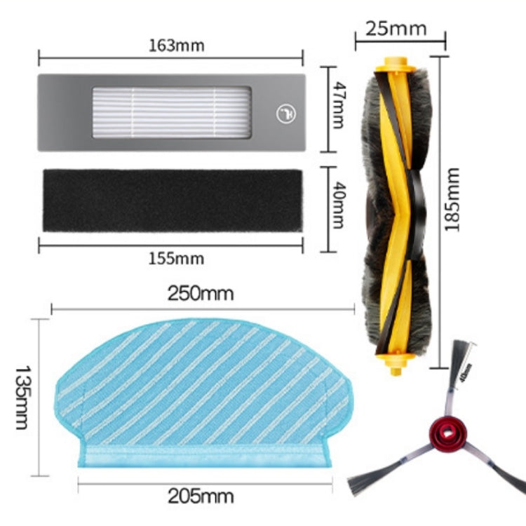 Sweeping Robot Accessories Side Brush + Haipa Filter + Rolling Brush + Main Brush + Cleaning Cloth for Cobos T5 DX55