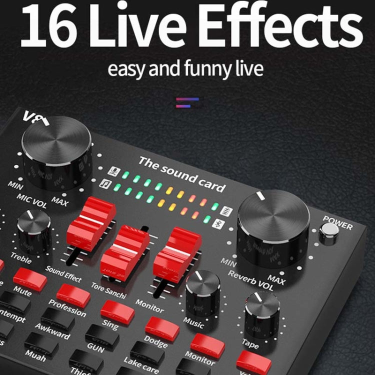 V8S Sound Card Mobile Phone Computer Anchor Live K Song Recording Microphone, Specification:V8S  + Black Bet BM700 Set