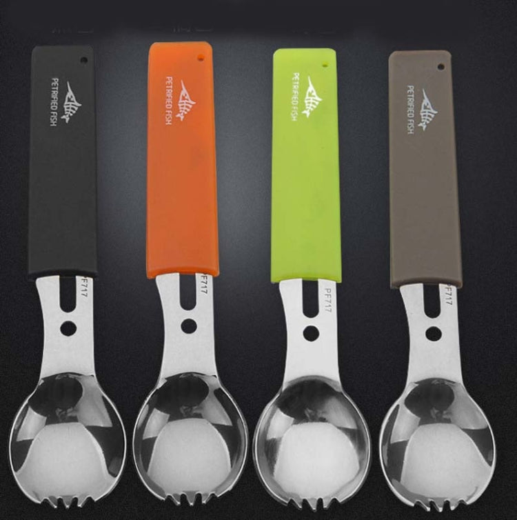 2 PCS Multifunctional Camping Tableware Knife Fork And Spoon Integrated Outdoor Survival Tool,Random Color Delivery